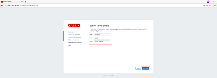 Zabbix服务器详细信息